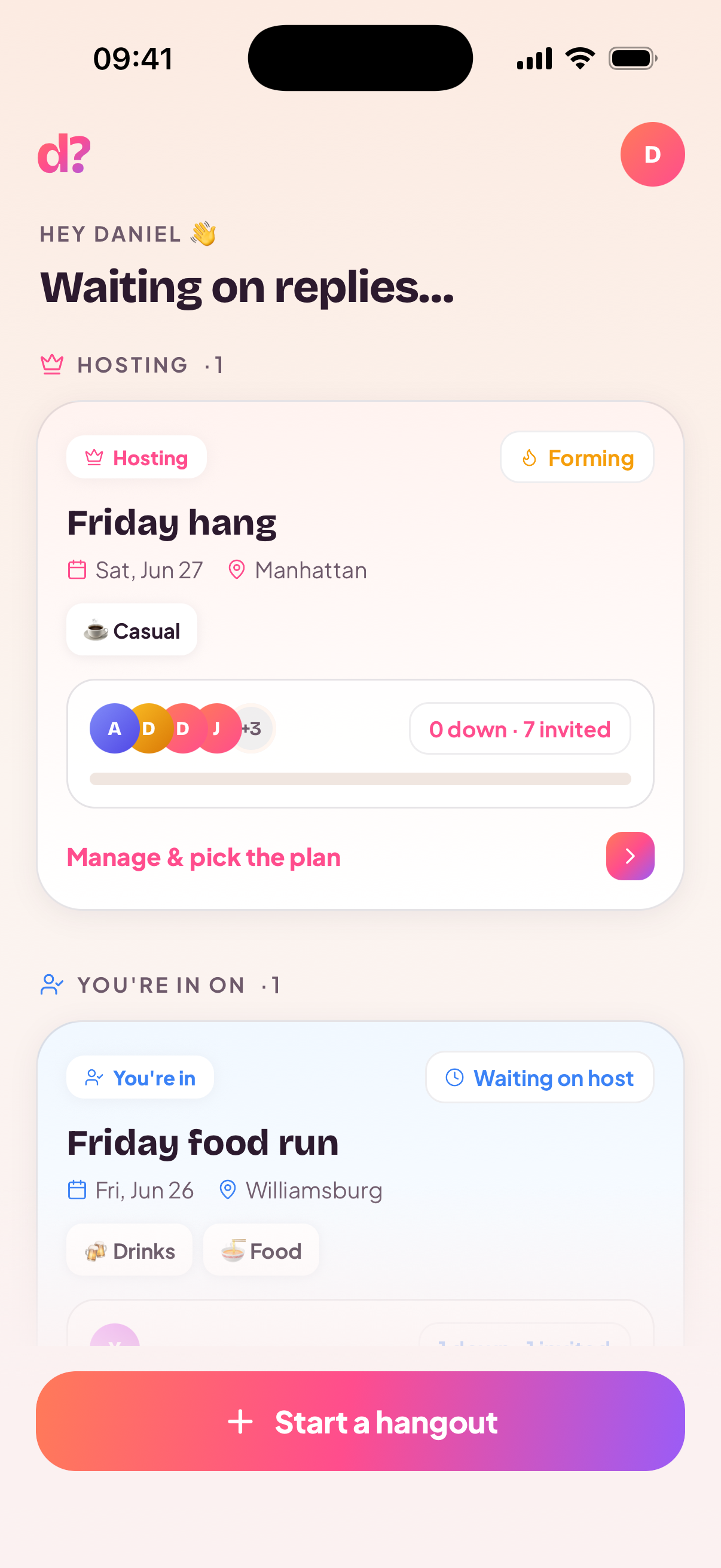 Your hangouts at a glance